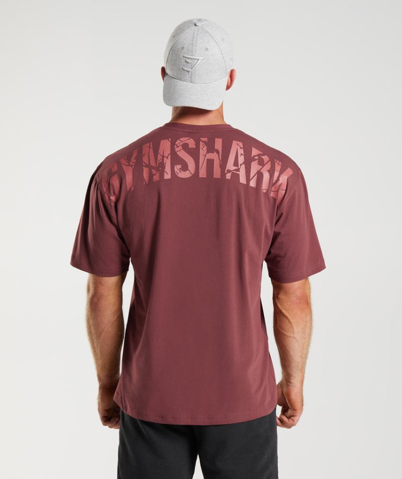 Men\'s Gymshark Power T-Shirts Burgundy | NZ 3AZRDP